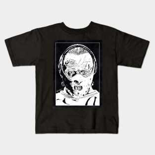 HANNIBAL LECTER - Silence of the Lambs (Black and White) Kids T-Shirt